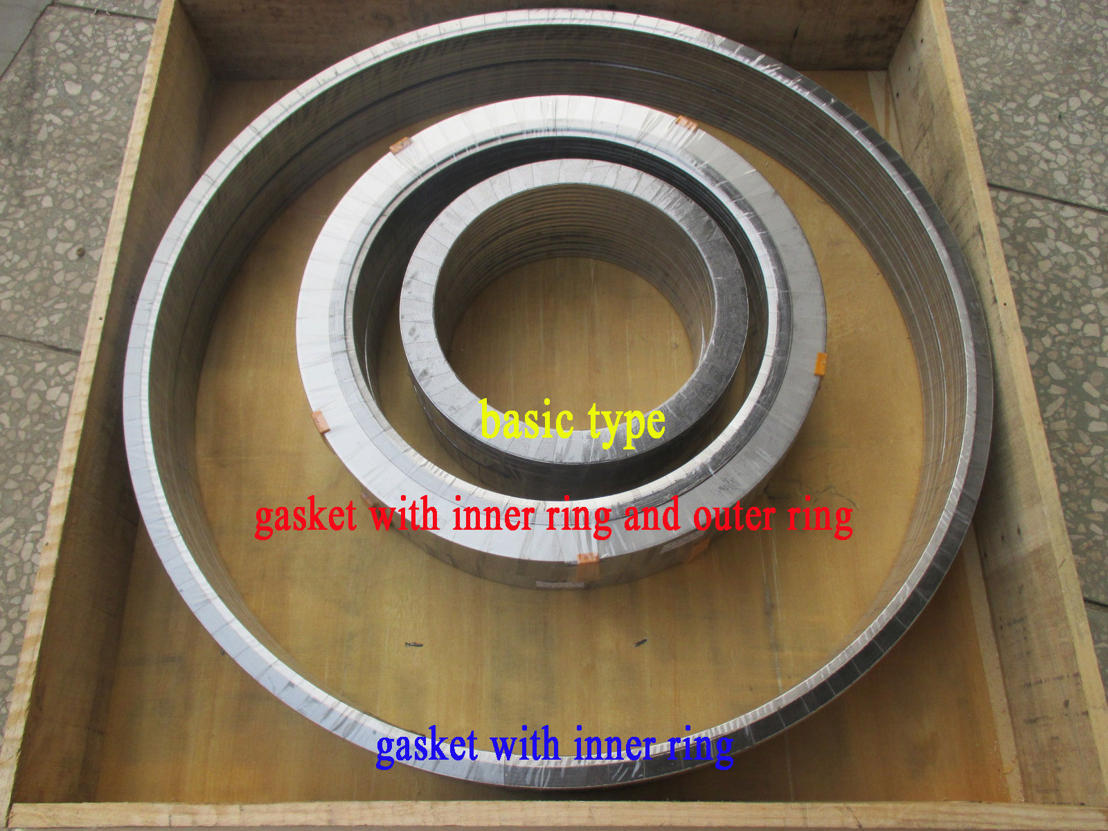 Metal spiral wound gasket types:A,B,C,D,E,F